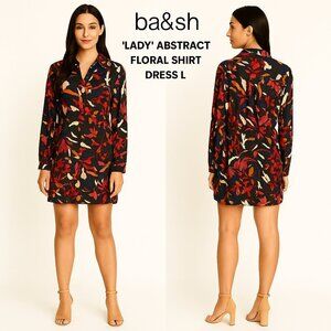 ba&sh “Lady” Abstract Floral Shirt Dress L